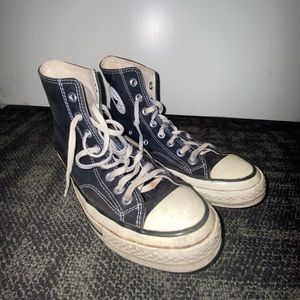 Used black Converse high tops, size 7 men’s / 9 women’s- decent condition